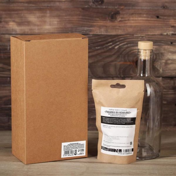 Подарочный набор для приготовления настойки «Рябина на коньяке»: травы и специи 74 г, бутылка 500 мл