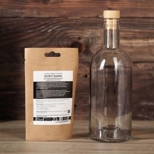 Подарочный набор для приготовления алкоголя «Бьянко Вермут»: травы и специи 20 г, бутылка 0.5 л, инструкция