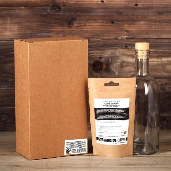 Подарочный набор для приготовления алкоголя «Джин»: травы и специи 36 г, бутылка 0,5 л